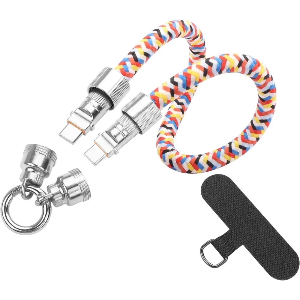 

Ремешок на запястье 2 в 1, кабель для быстрой зарядки USB-C, ремешок через плечо для телефона с нейлоновой оплеткой PD65W USB-C