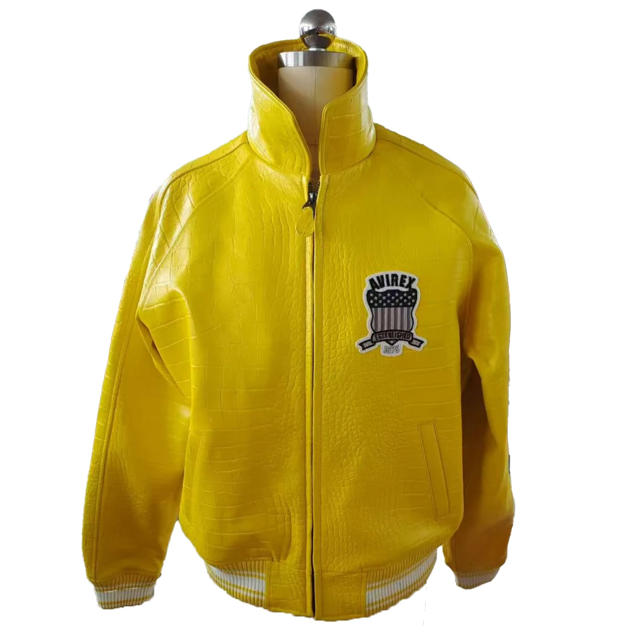 

AVIREX мужские высококачественные университетские куртки из овчины из крокодиловой кожи с вышивкой US, большие размеры, толстые европейские куртки из натуральной кожи ягненка