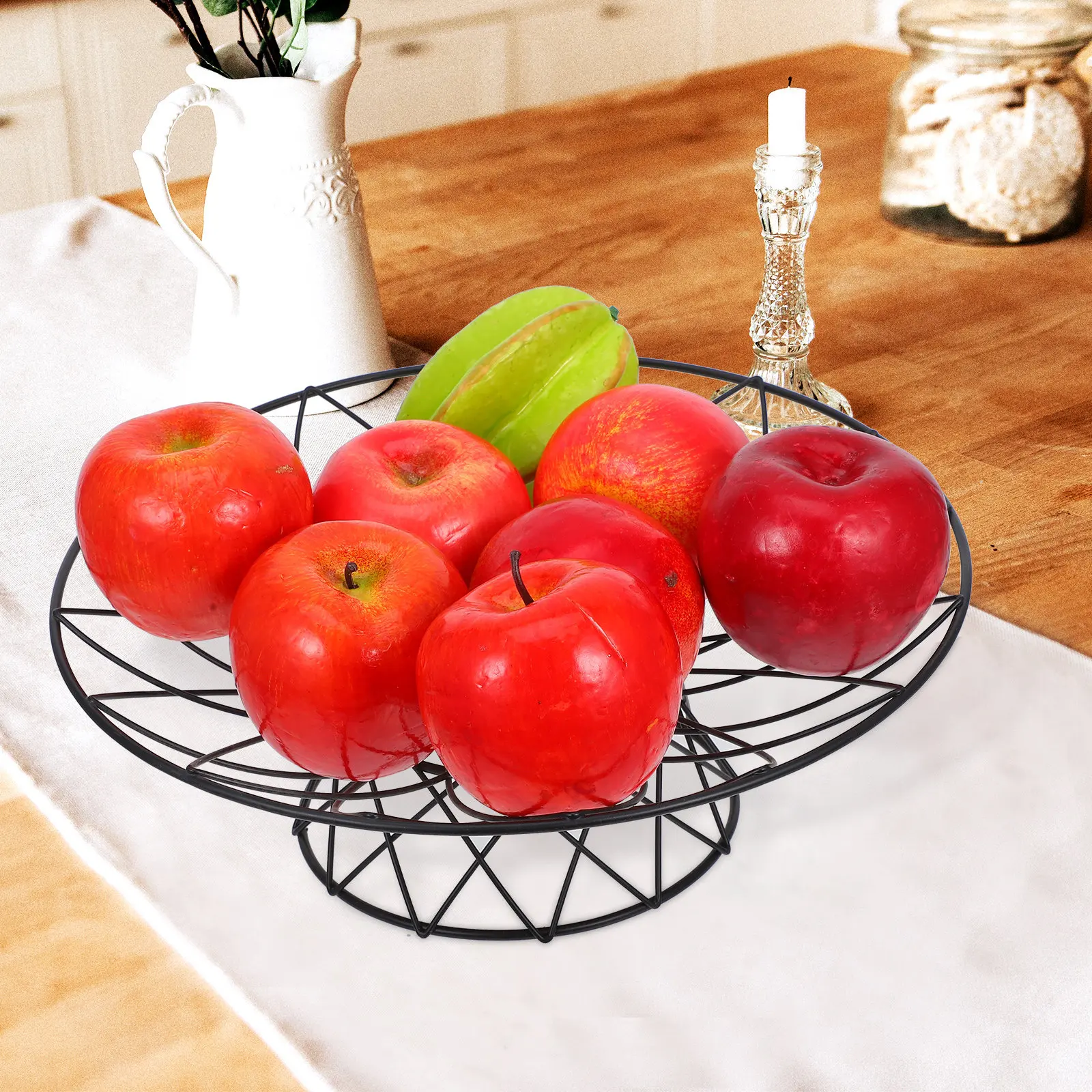 Metal Wire Fruit Basket Compact Sturdy Ventilated Storage Basket for Fruits Vegetables Bread Snacks Cosmetics Desktop Vanity