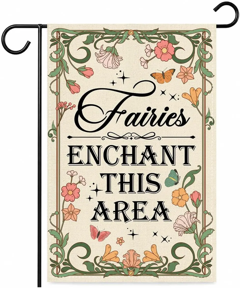 Enchanted Forest Whimsical Fairy Garden Flag Double Sided 12x18 Inches, Gardening Gifts for Plant Lover Gardener Women Men,  bbp
