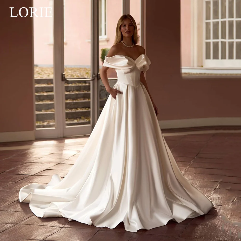 

LORIE Elegant Wedding Dresses Off The Shoulder Draped A-Line Bride Prom Gown Floor-Length Bridal Gowns Customized