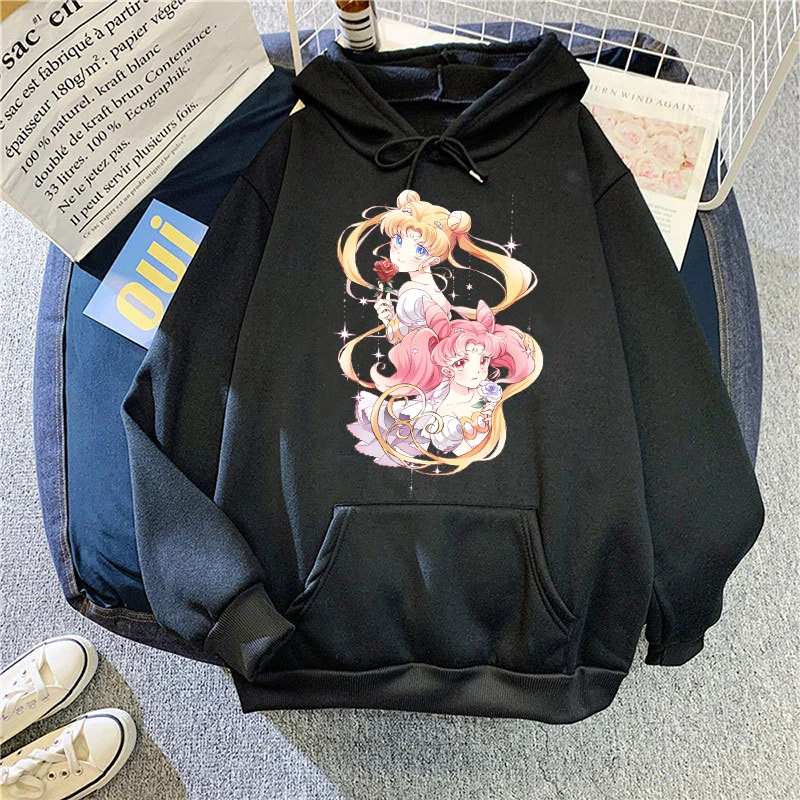 New Sailor Moon Hoodies Women Kawaii Cartoon Printed Sweatshirts Hoodie Cute Casual Sporty Long Sleeves Winter Clothes Women