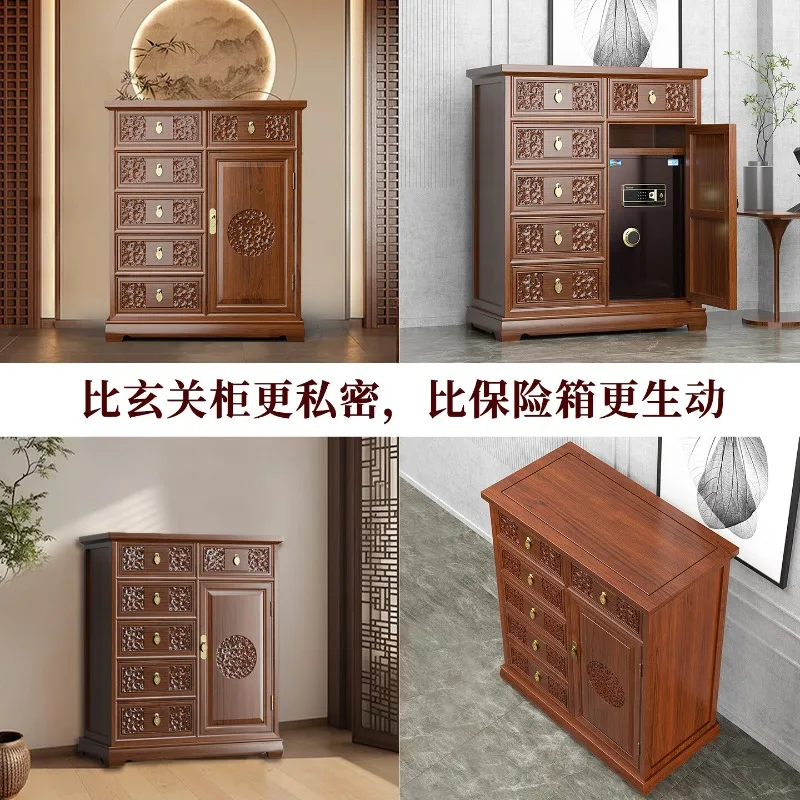 Home antique invisible safe, large home old elm with drawers living room bedroom anti-theft large-capacity safe