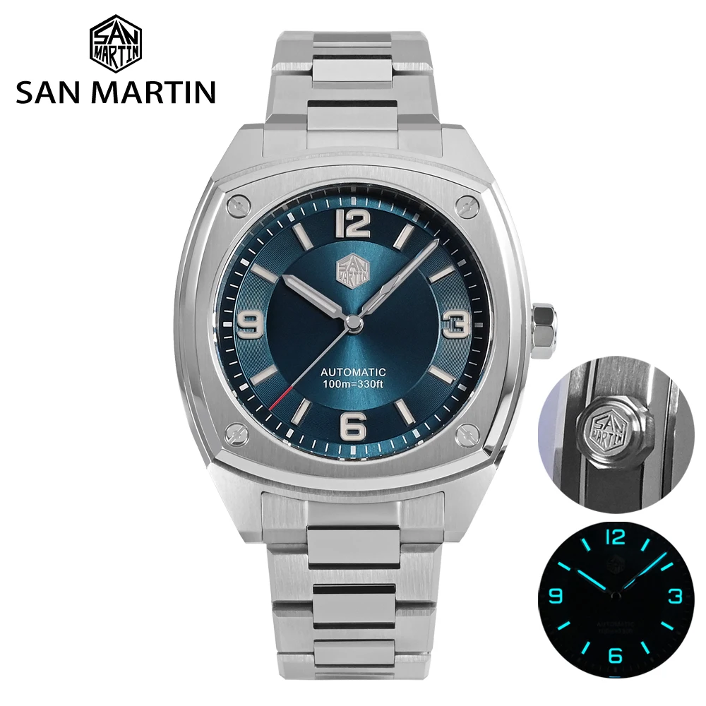 

San Martin 39.5mm Original Design Square Sports Style High Quality Classic Luxury Men Mechanical Watches Sapphire 10Bar BGW-9