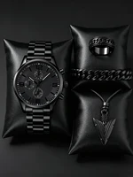 Casual Children's Quartz Watch Set with Bracelet Necklace Ring - Birthday Gift for Kids Fashionable Steel Strap Jewelry Combo