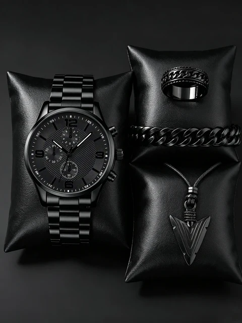 Casual Children's Quartz Watch Set with Bracelet Necklace Ring - Birthday Gift for Kids Fashionable Steel Strap Jewelry Combo Casual Children's Quartz Watch Set with Bracelet Necklace Ring - Birthday Gift for Kids Fashionable Steel Strap Jewelry Combo