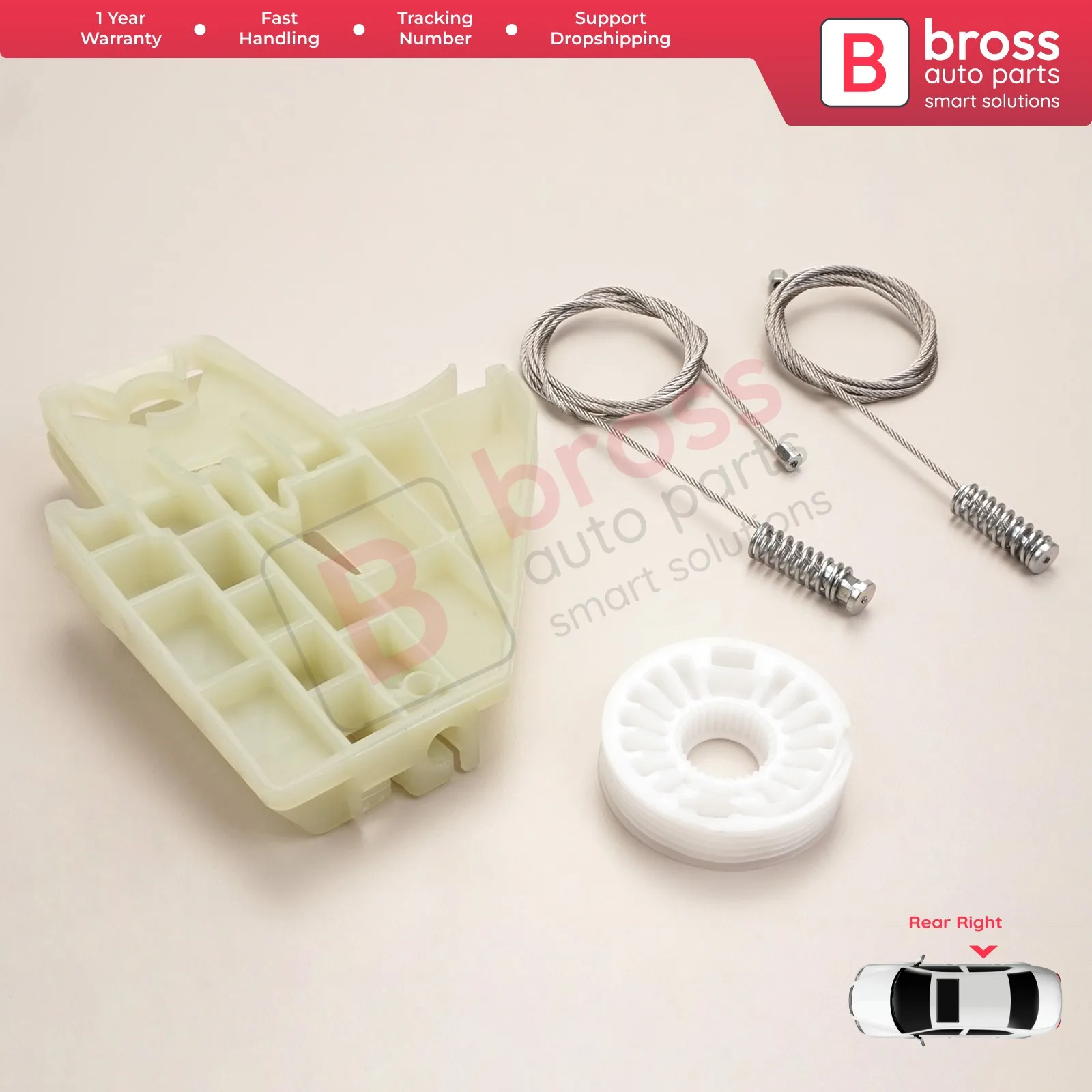 BWR5077 Set di riparazione alzacristallo elettrico porta posteriore destra per Skoda Octavia MK2 A5 1 z3 1 z5 2004-2013 4/5-porta 1 z0839656