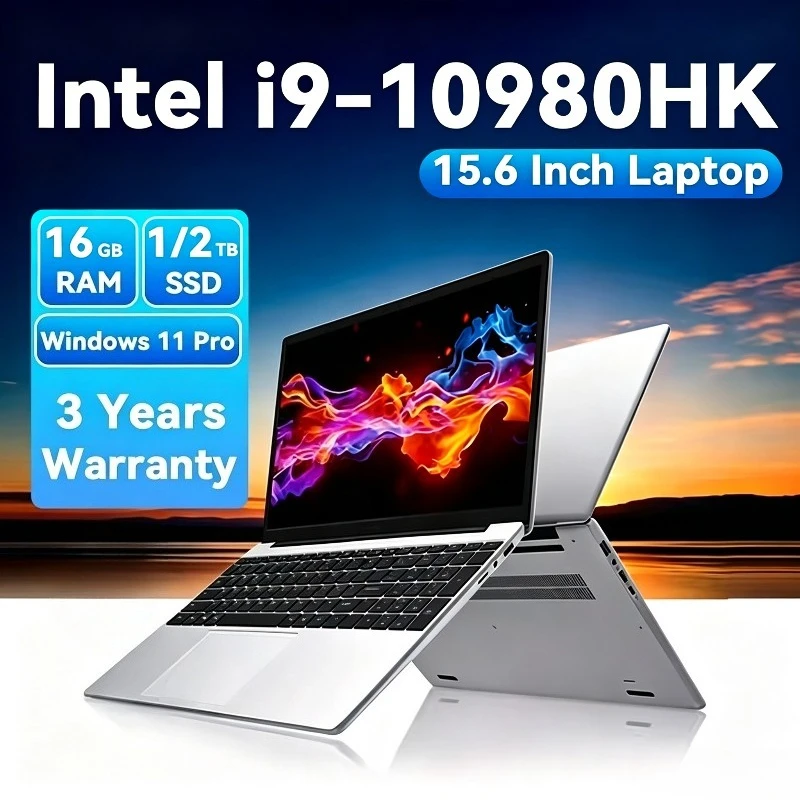 Intel Core I9-10980HK 15.6 Inch Backlit Keyboard Fingerprint Unlock Laptop Office Study NoteBook Gaming Computer PC