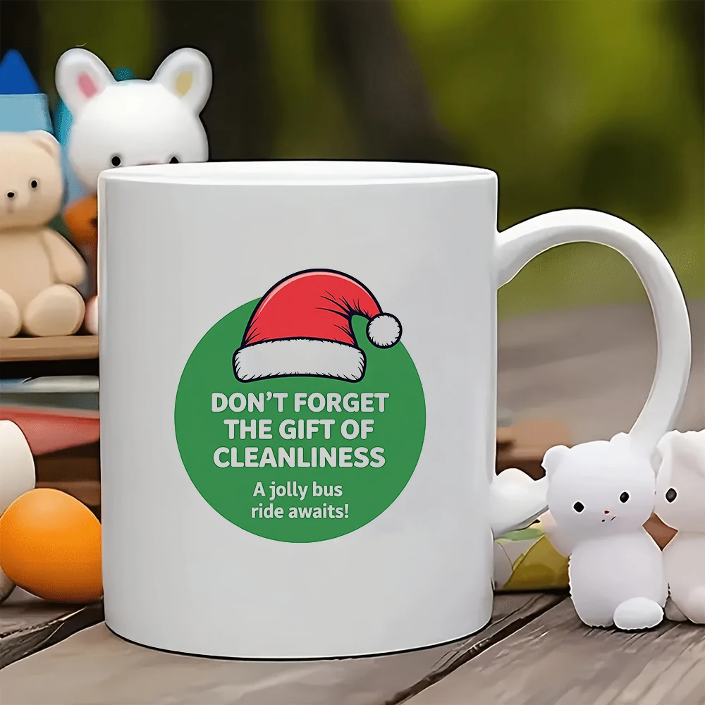 

11oz Cup Christmas Cleaning Gift Santa Hat Cartoon Design Kids Cup Essential for Family Office Coffee Time Festive Celebration