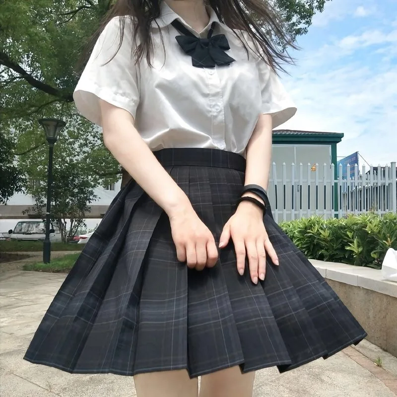 Longo/manga curta conjunto completo uniforme escolar japonês jk seifuku para a menina de cintura alta saia plissada anime estudante cosplay schoolgirl