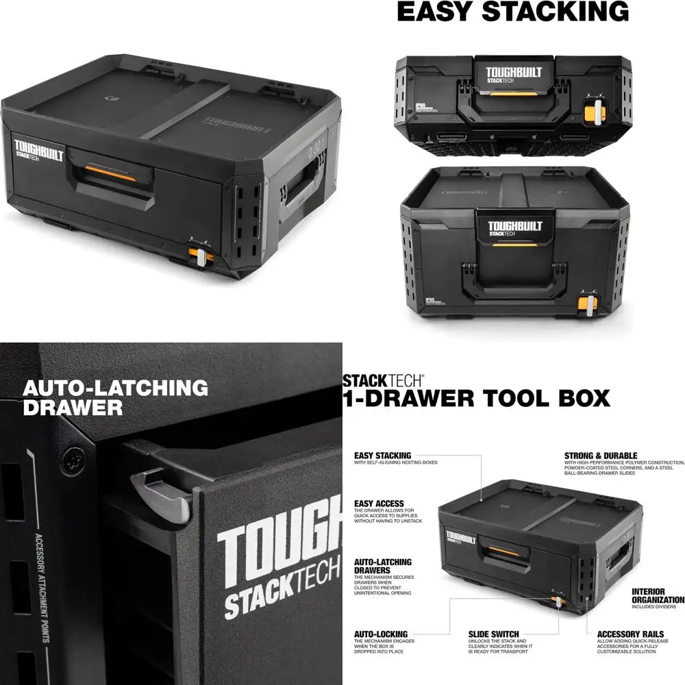 

Портативный сверхмощный ящик для инструментов с штабелируемым органайзером для хранения, вместительный ящик емкостью 50 фунтов, ящик для инструментов