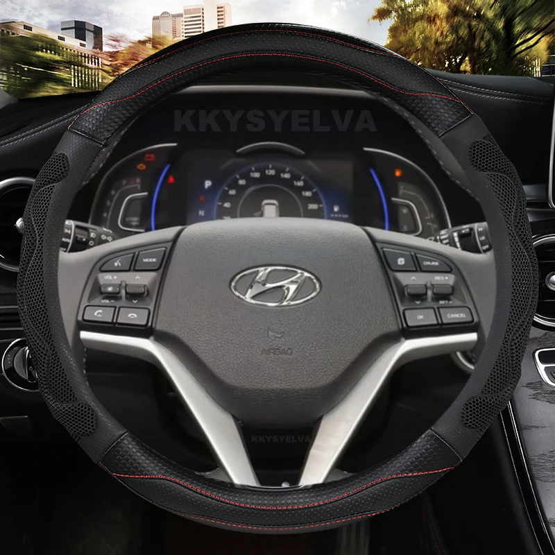 

Microfiber Leather Car Steering Wheel Cover Non-Slip 38cm 15" For Hyundai Tucson 3 2015 2016 2017 2018 2019 Auto Accessories