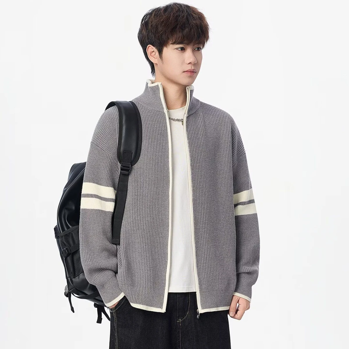 

Американский вязаный свитер с V-Ne, кардиган, мужской цветной повседневный свободный крой, зимняя верхняя одежда, мягкое полиэфирное волокно