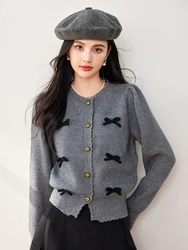 Autumn Winter Design Sense Niche Long Sleeve Knitted Cardigan Women Round Neck Loose Casual Sweater Fashion Single Breasted Tops