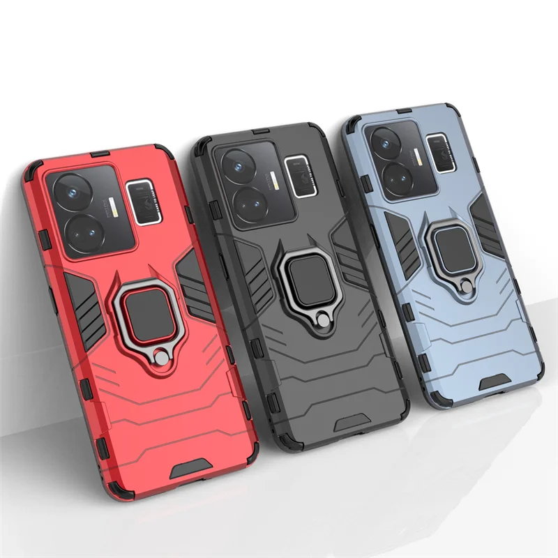 

For Realme GT Neo5 Case for Realme GT Neo5 Cover Funda Finger Ring PC Stand Protective Phone Bumper For Realme GT Neo5