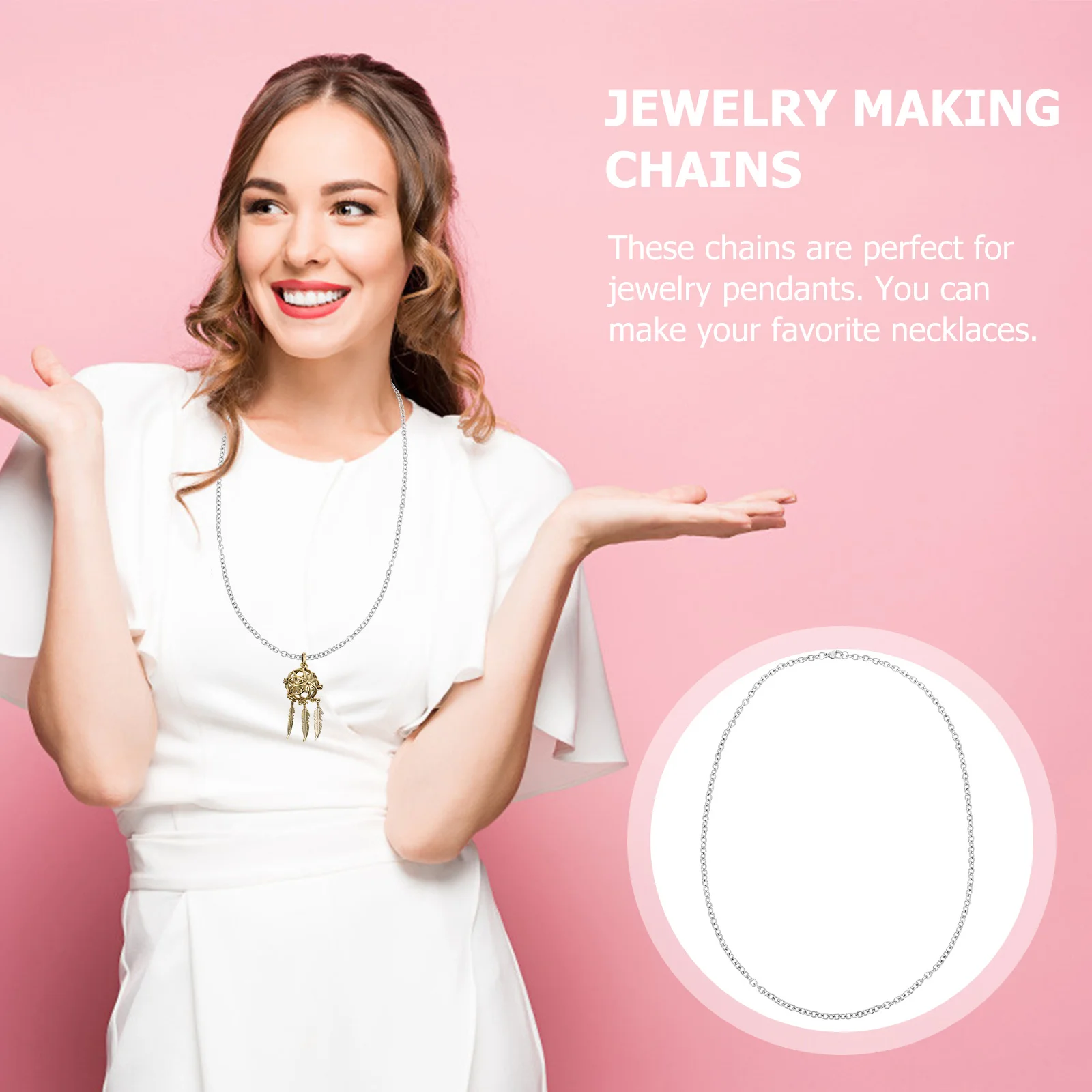 

4Pcs Strong Titanium Steel Jewelry Chains DIY Supplies Safe for Most Skin Types Jewelry Making Chains Links Chain