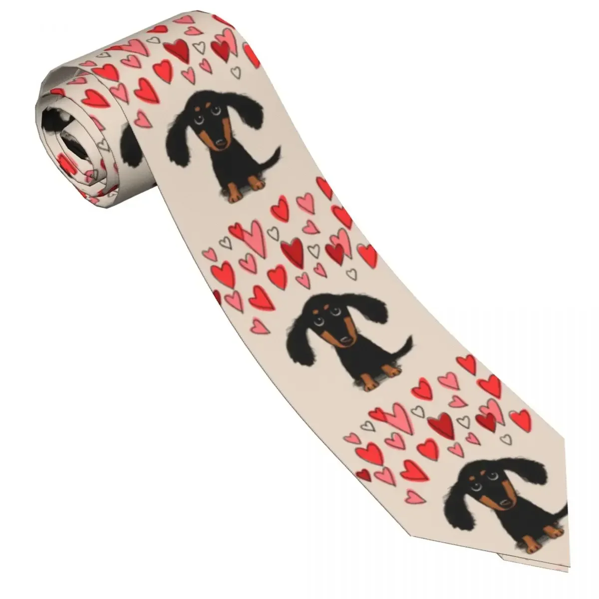 Cute Dachshund Dog Tie Valentine Hearts Neck Ties For Male Daily Wear Party Great Quality Collar Tie DIY Necktie Accessories