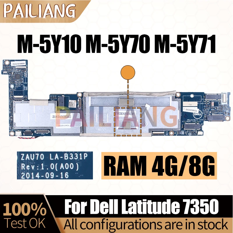 For Dell Venue 11 Pro 7350 Notebook Mainboard LA-B331P M-5Y10/5Y70/5Y71 4G/8G Laptop Motherboard Full Tested