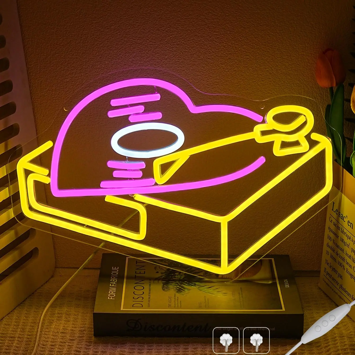 

Heart Retro Record Player Неоновая вывеска для декора стен Музыкальный неоновый свет USB с регулируемой яркостью Светодиодная вывеска для музыкальной студии Концертный клуб
