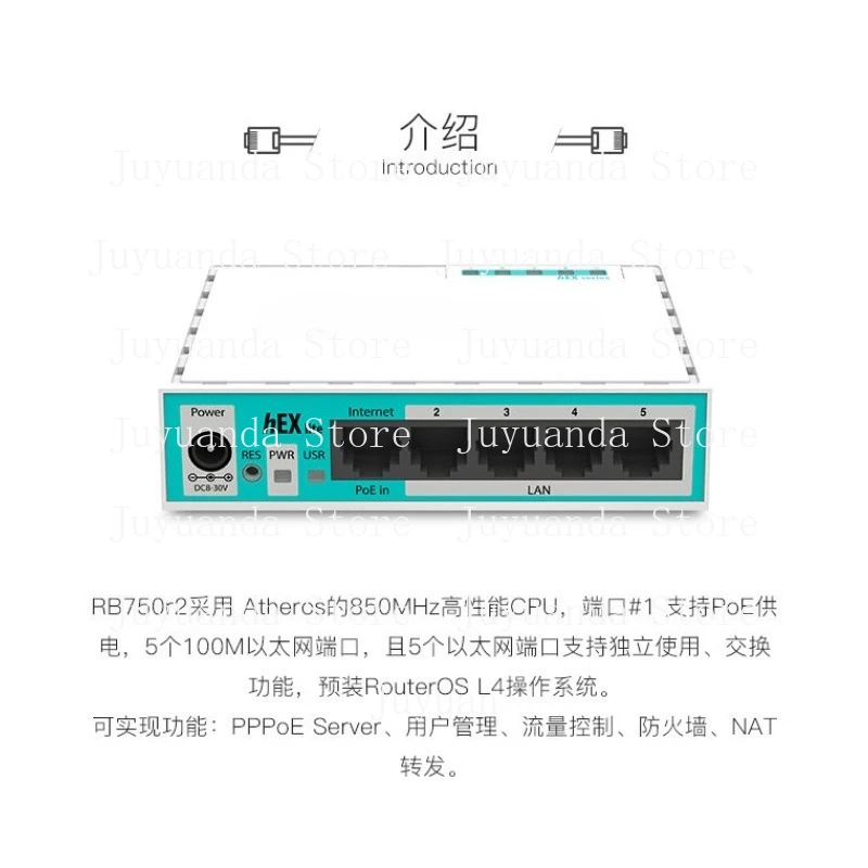 

RB750r2/Gr3/E50UG/RB760iGS/E60iUGS 5-port ROS Wired Soft Routing