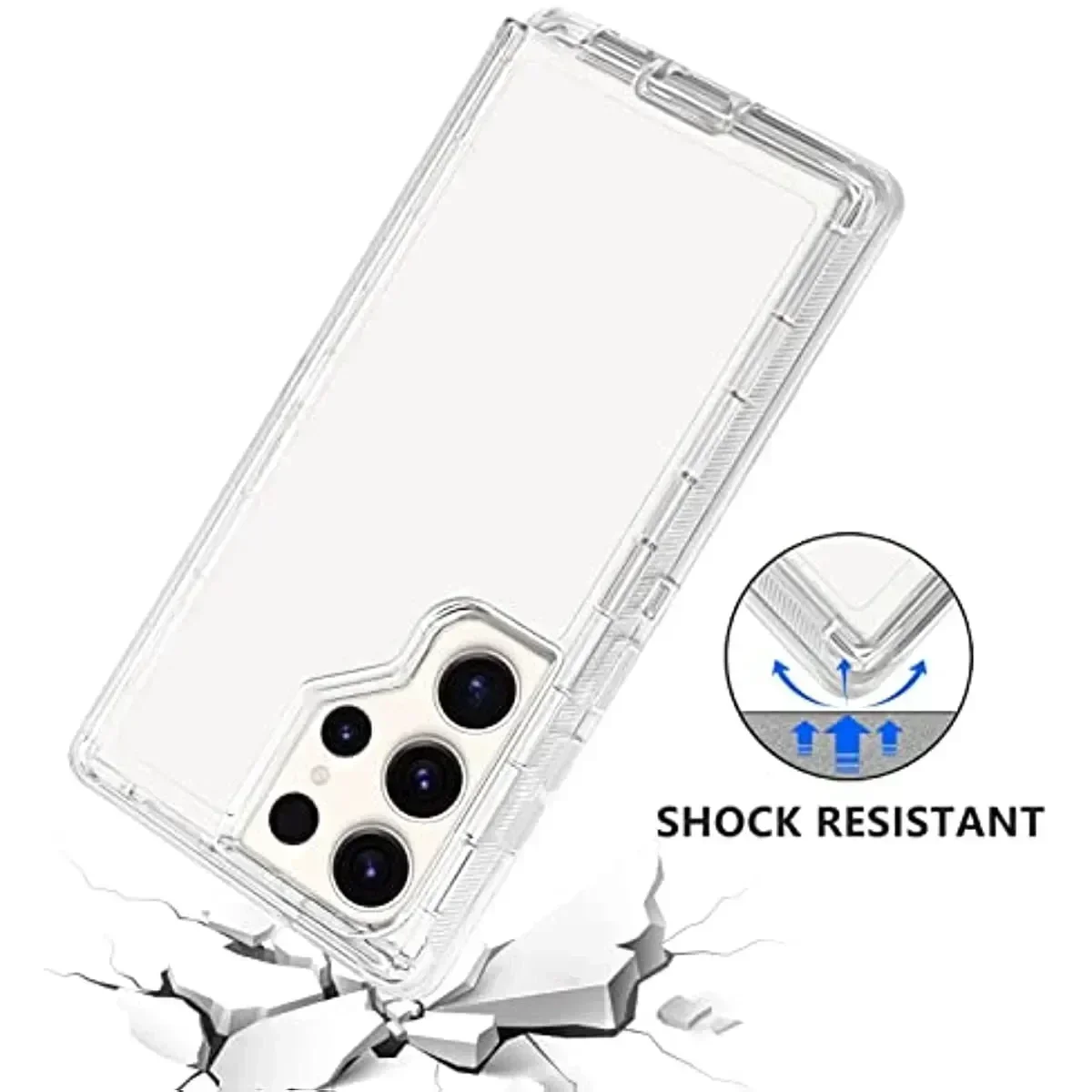Сверхмощный Прозрачный Бампер противоударный пылезащитный чехол для Samsung Galaxy S23 S20 S22 S21 S24 Ultra S10 Note 20 10 Plus 3 в 1