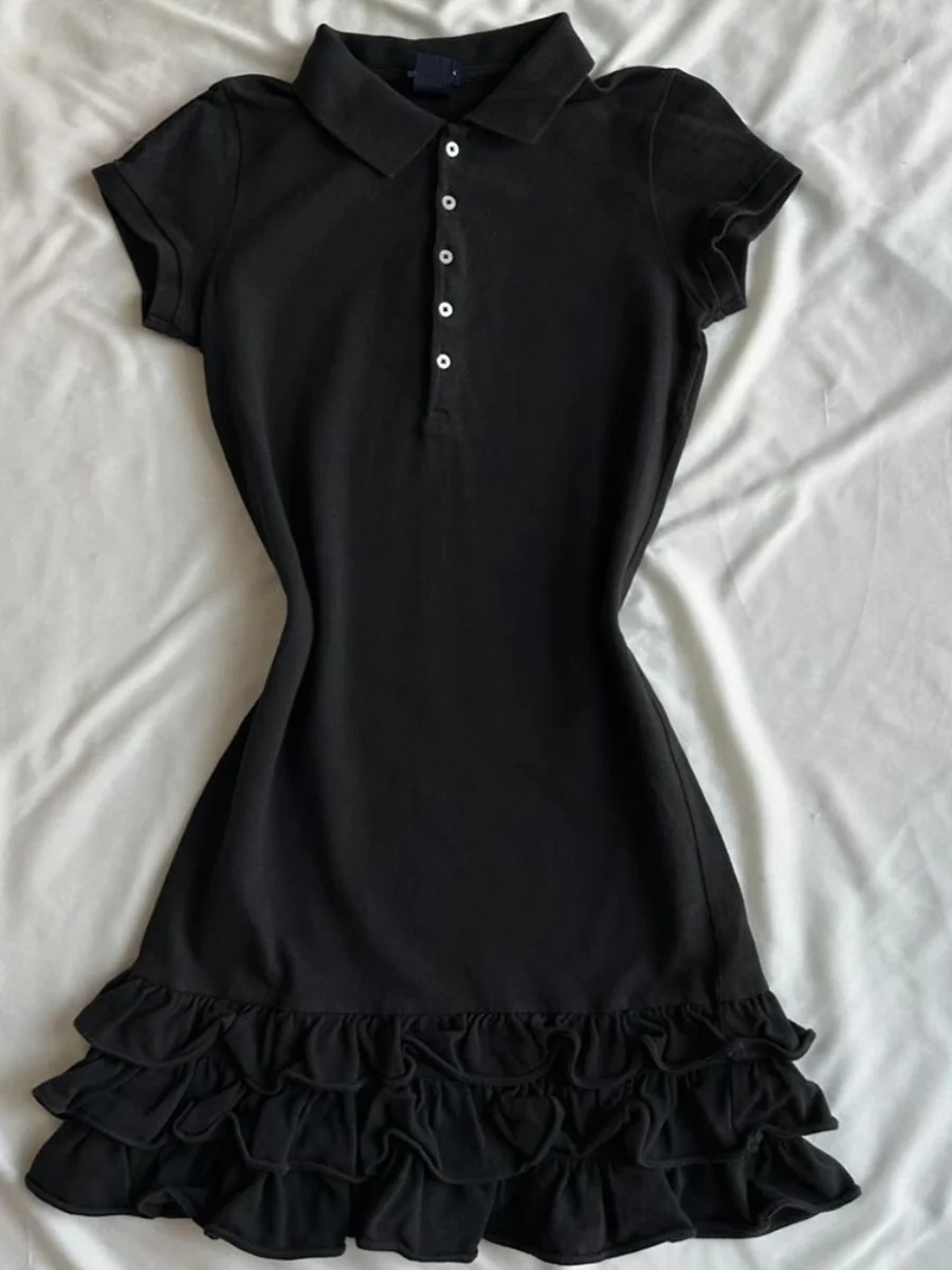 Original Bla Collar ort Sve Dr College Sle American Retro Vintage Kleidung Hohe Taille A-Linie Baumwolle Sommer D...