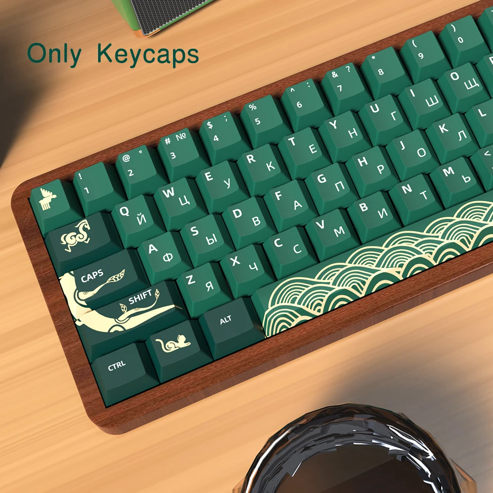 Imagem -02 - Teclado Mecânico Keycaps Coreano Japonês Brasileiro Espanhol Francês Russo Floresta Animal Iso 7u Perfil de Cereja Pbt