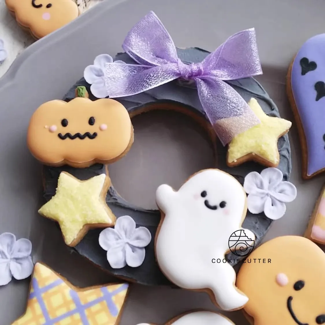 5Pcs/Set Halloween Baking Cutters Pumpkin Star Ghost Garland Circle Shape Biscuit Stamp Frosting Anime Cookie Pressable Molds