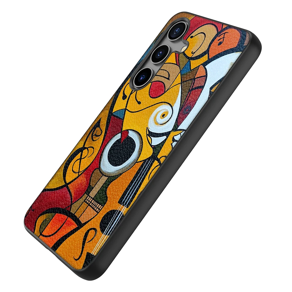 Back Cover Leather Case for Samsung Galaxy S20 S21 S22 S23 S24 Plus Ultra FE Fan Edition 5G with Color Graffiti Image Print