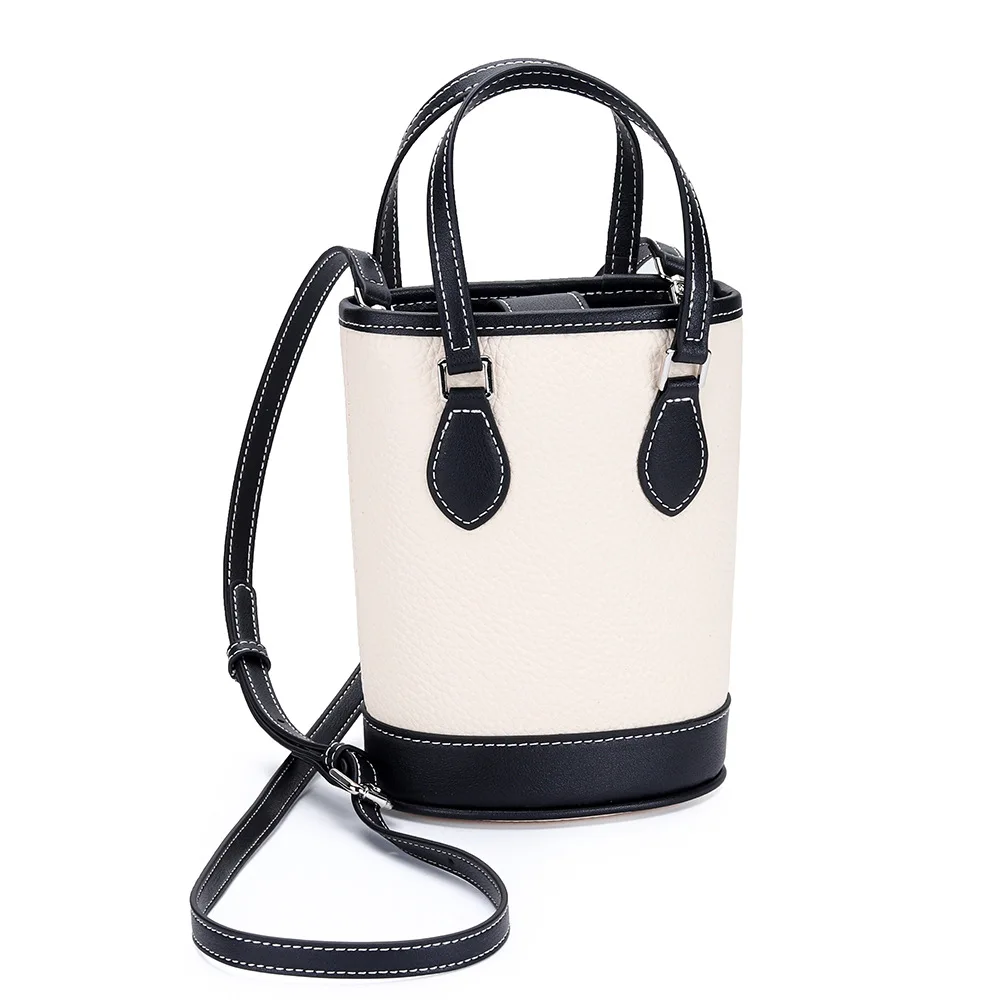 

Luxury Women Cross Body Bags Trendy Genuine Cow Leather Lunch Bag Bucket Bag Food Basket Amazon Picnic Handbag Soft Top-handle