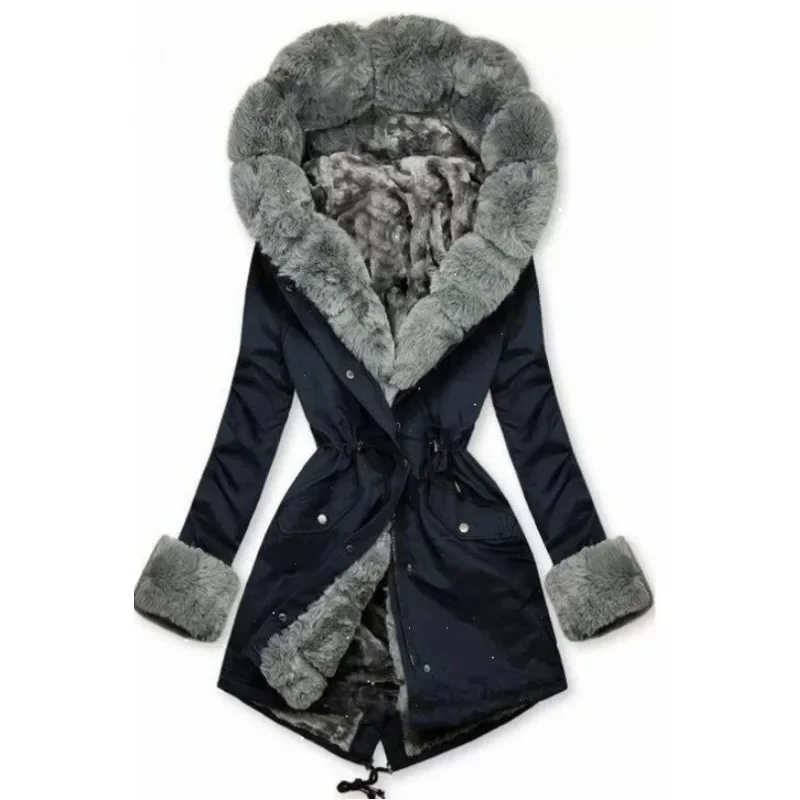 Hooded Jackets Coat Long Sleeve Fur Collar Keep Warm Trend Winter Coat Fur Collar Coat Autumn Women Fur Collar Parkas Outwear