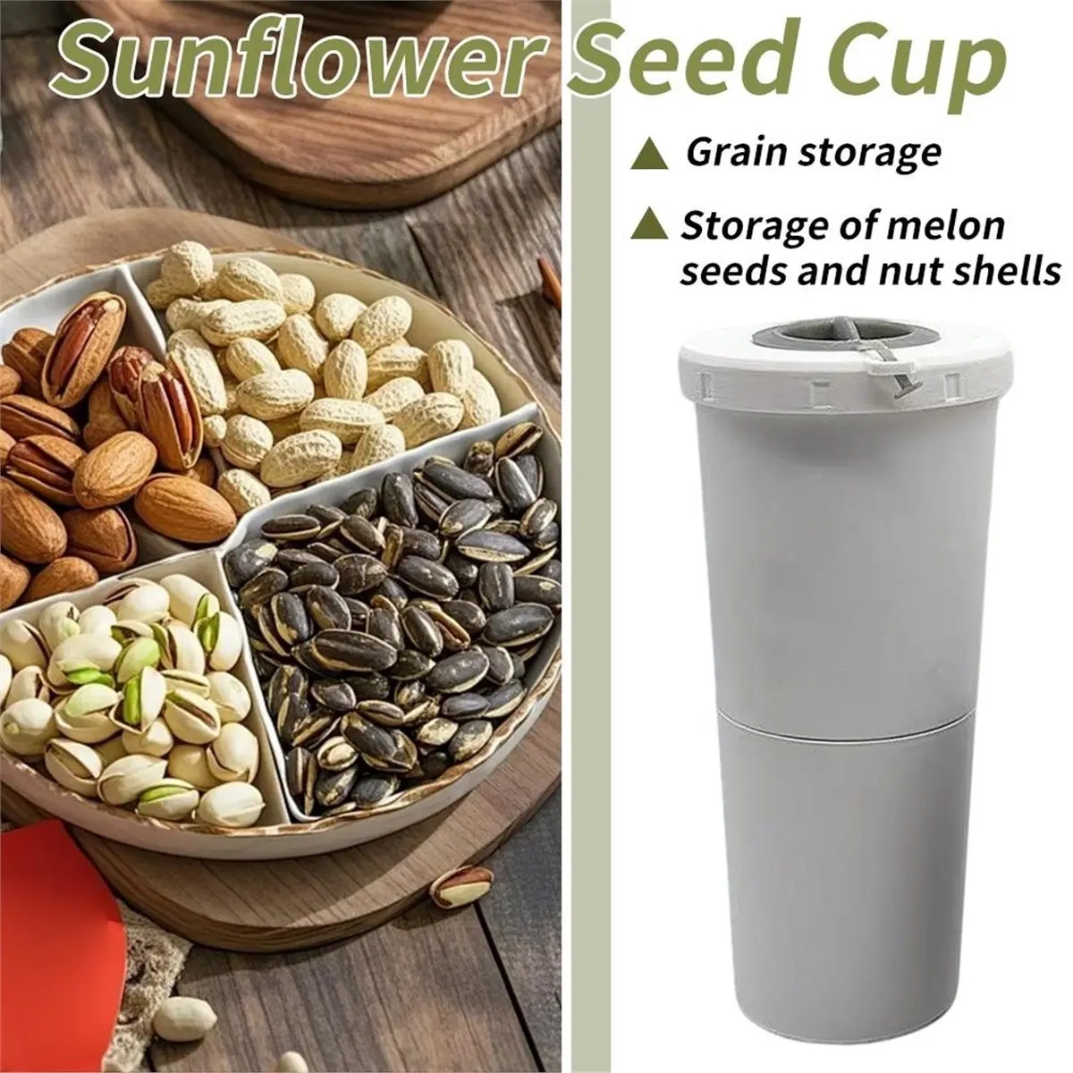 Sunflower Seed Cup Portable Sunflower Seed Spit Cup with Seed Organizer & Shell Storage for Seeds Lovers on-the-Go C