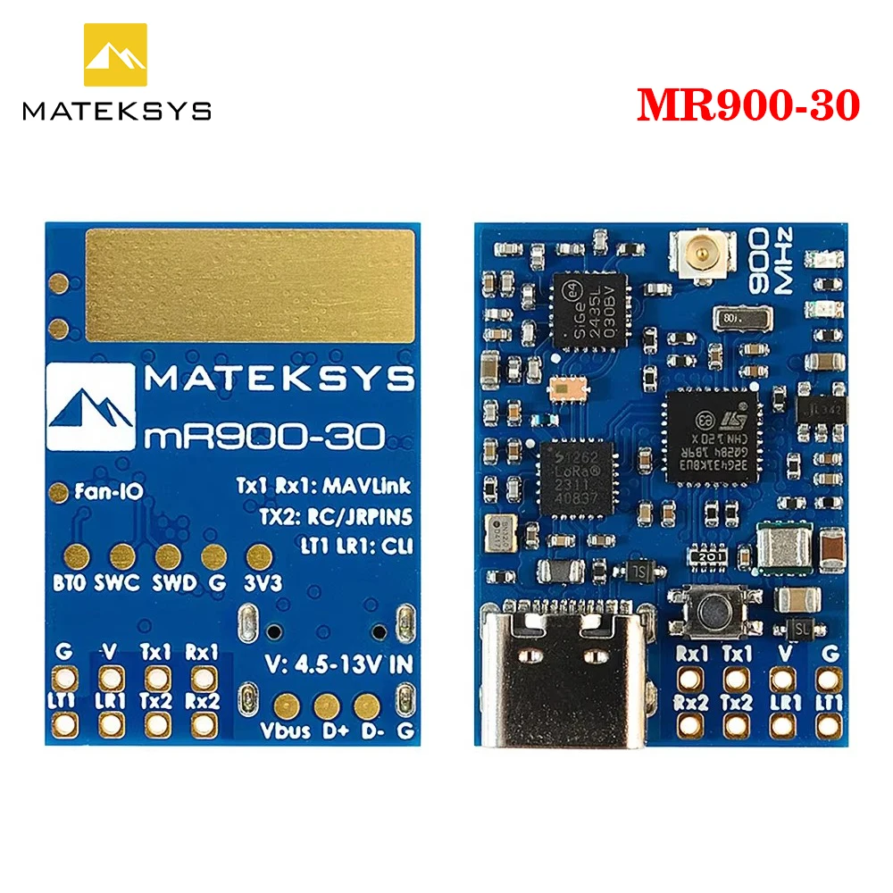 MATEKSYS MLRS MAVLINK 900MHZ RECEIVER, MR900-30 900 MHz LoRa, 30 dBm RF power 4.5-13V For Long Range RC FPV Drone