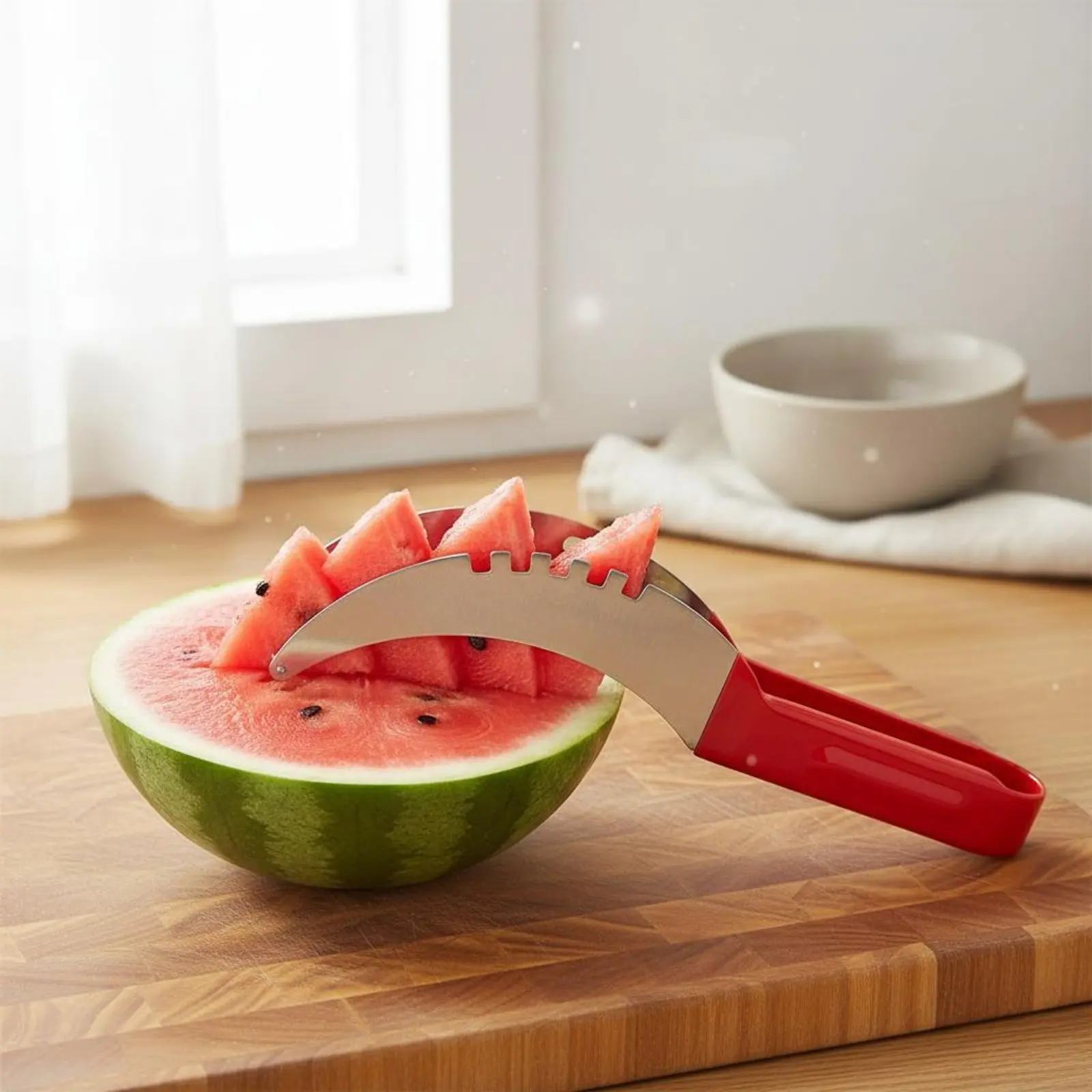 Watermelon Cube Cutter Food Grade Material Watermelon Cube Cutter Stainless Steel Fruit Corer Comfortable Grip Kitchen Gadget view 2