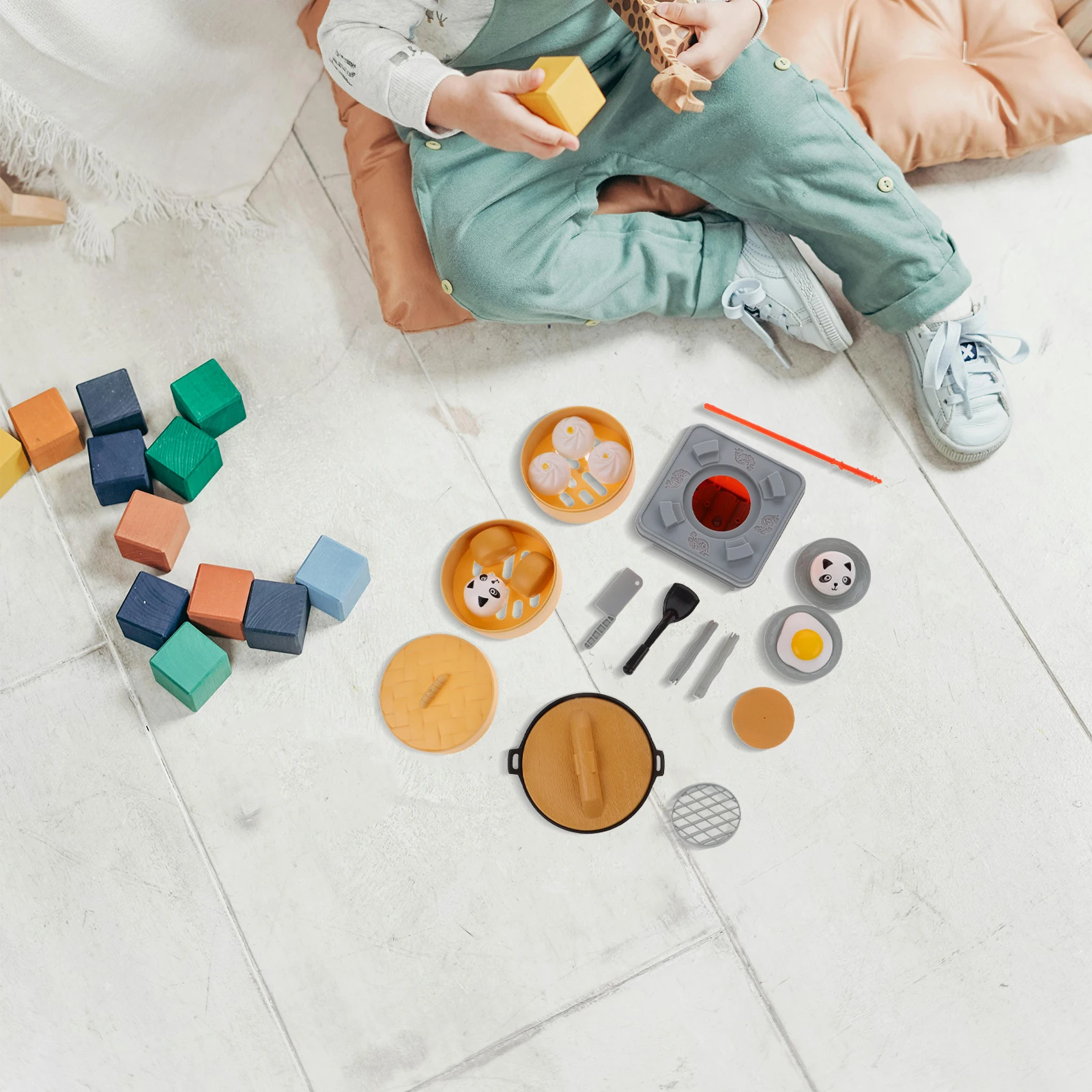 

Mini Kitchen Stove Set Utensils Play Cookware Steamer Small Pretend Toys Plastic Kids Accessories Child