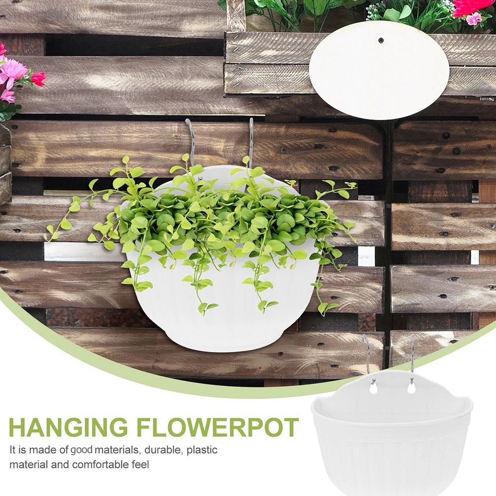 

3 Sets Indoor Plant Hanging Flower Pot Small Outdoor Basket White Garden Planter Patio Office
