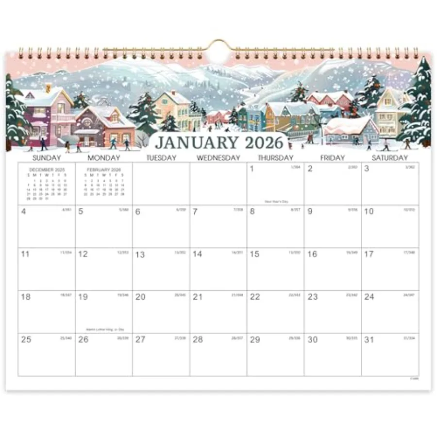 

2026 Calendar 2026 Wall Calendar Jan. 2026 Dec. 2026 Wall Calendar 14.8'' x 11.6'' with Julian Dates Hanging Hole Thick Paper L