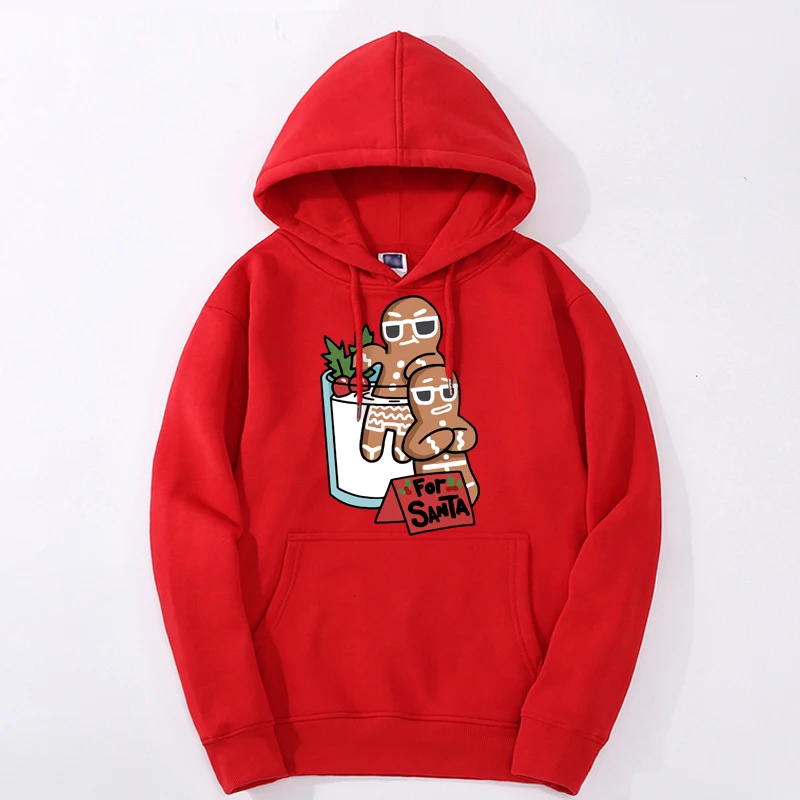 Waiting for Santa Cute Gingerbread Man Bodywarm High Street Sudaderas Casual Sportswear Hip Hop Casual Hooded Streetwear