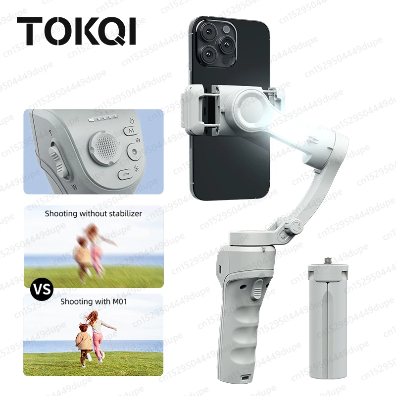 TOKQI M01 ハンドヘルド3軸ジンバル スマホホルダー 手ブレ補正 ビデオ