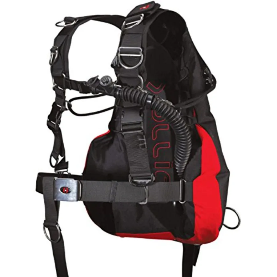 

Sidemount diving harness BCD, nylon webbing, black, lightweight and modular design for technical diving