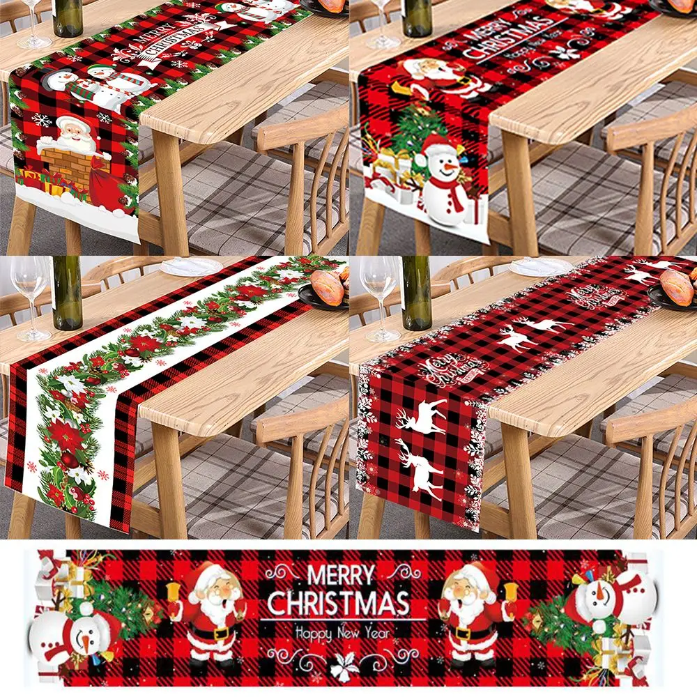 

Home Snowman Santa Claus Table Cover Christmas Tablecloth Festival Decor Xmas Table Runner