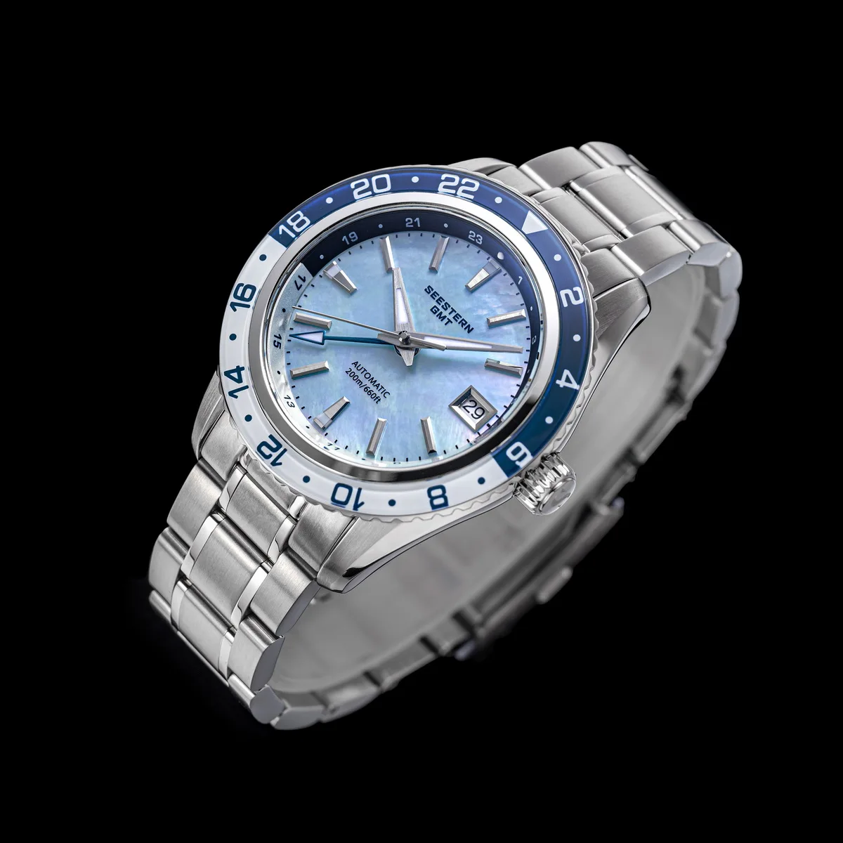 SEESTERN Men of Watch Office GMT Automatic NH34 Movement Sapphire Glass Bezel 20bar Waterproof Diver Mechanical Wristwatch S456