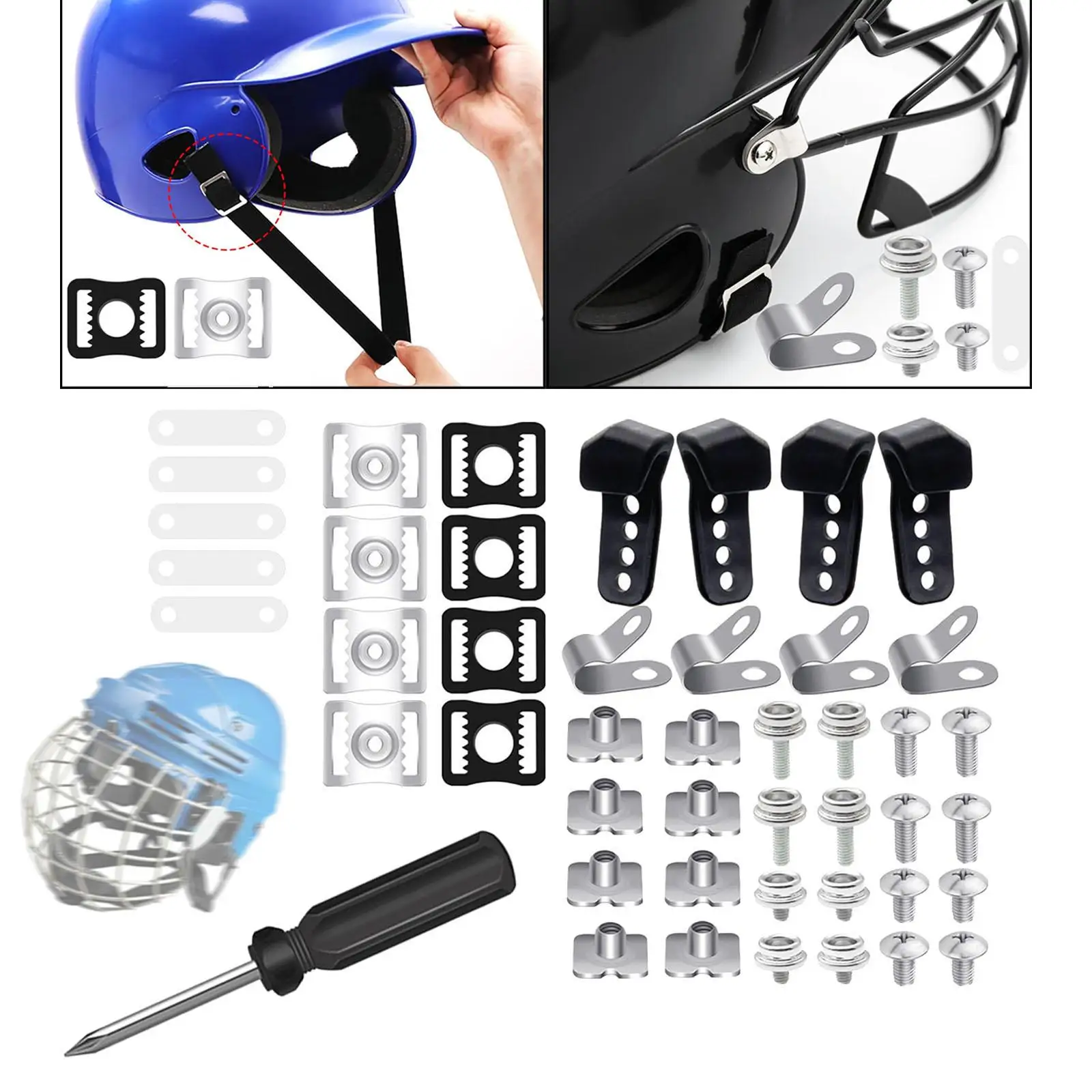 Parafusos de viseira para capacete de hóquei, arruelas, porcas, equipamentos de segurança, peças sobressalentes, kit de reparo, acessórios, kit de hardware