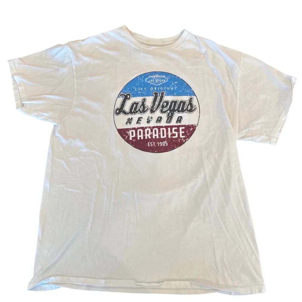 Retro Distressed Las Vegas Nevada Circular Graphic Tee Cotton Mens Womens T-Shirt Summer Outdoor Casual Top