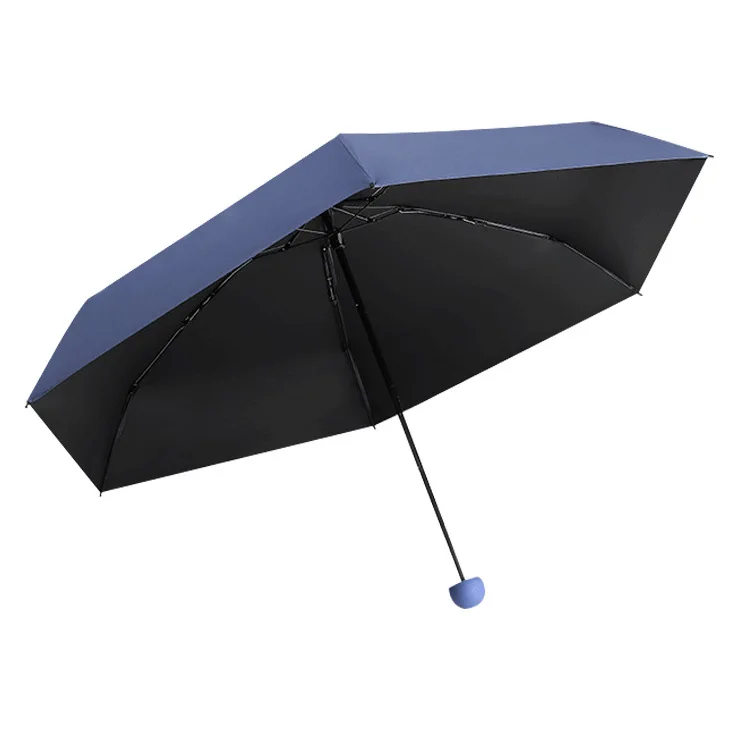 Capsule Umbrella Portable Mini Sunshade Sunscreen Rain Umbrella Black Rubber Alloy Handle Foldable Sun Rain Dual Use