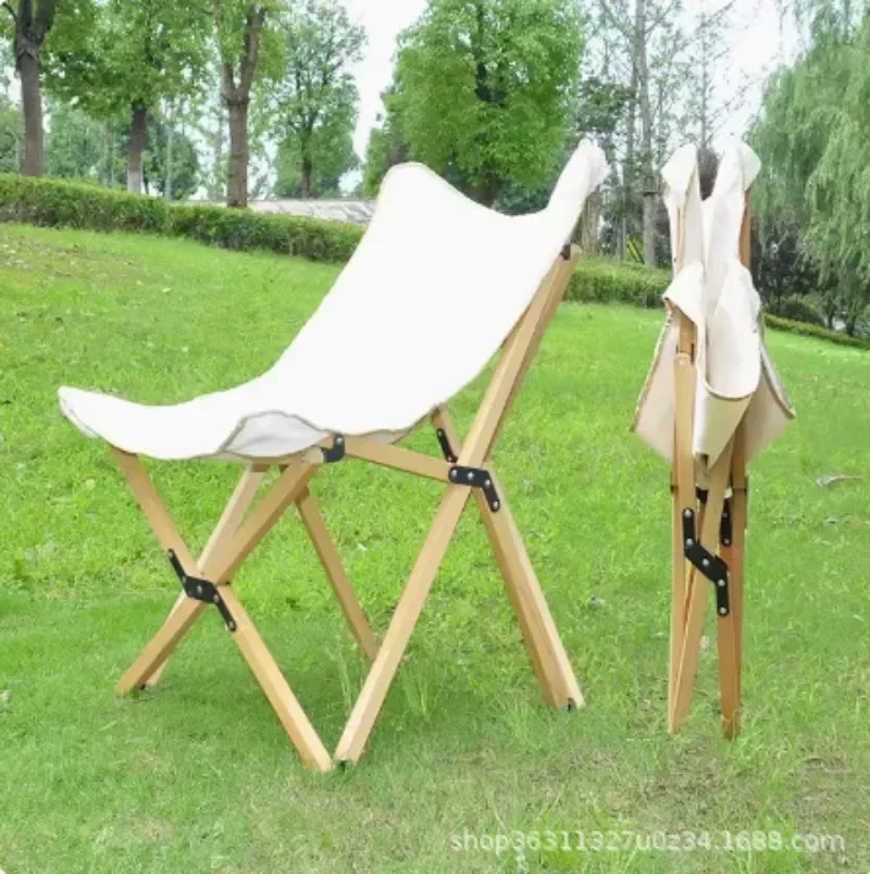 

Soild Wood Beech Wooden Chair Foldable BBQ Picnic Moon Chairs High-Back Outdoor Portable Folding Camping Fishing Chair