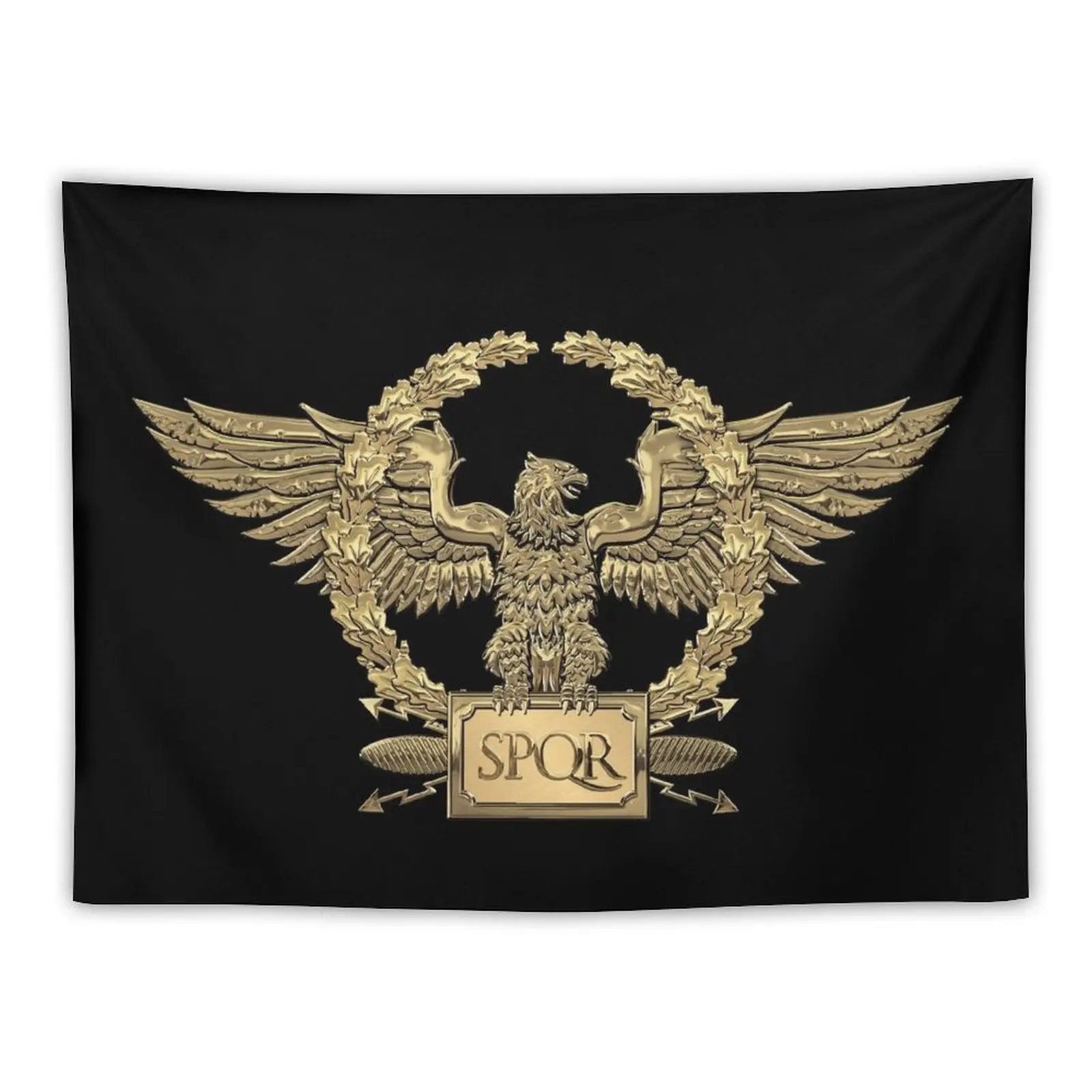 

Gold Roman Imperial Eagle - SPQR Special Edition over Black Velvet Tapestry Kawaii Room Decor Bedroom Decor