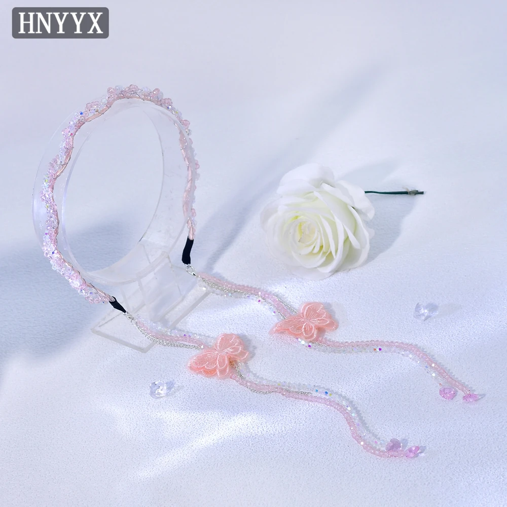 

HNYYX Sweet and Romantic Hair Hoop Bohemian Crystal Tassel Headband Exquisite Fairy Headdress Hair Accessories for Women A355