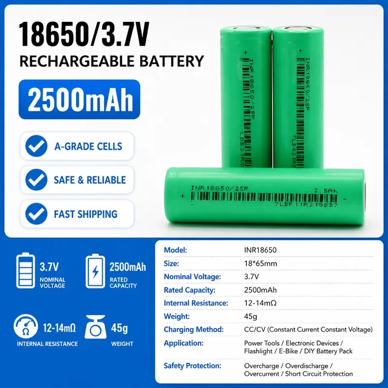 20PCS For 18650 Lithium Battery Cell Rechargeable Li-ion Batteries for Power Tools Flashlights and DIY