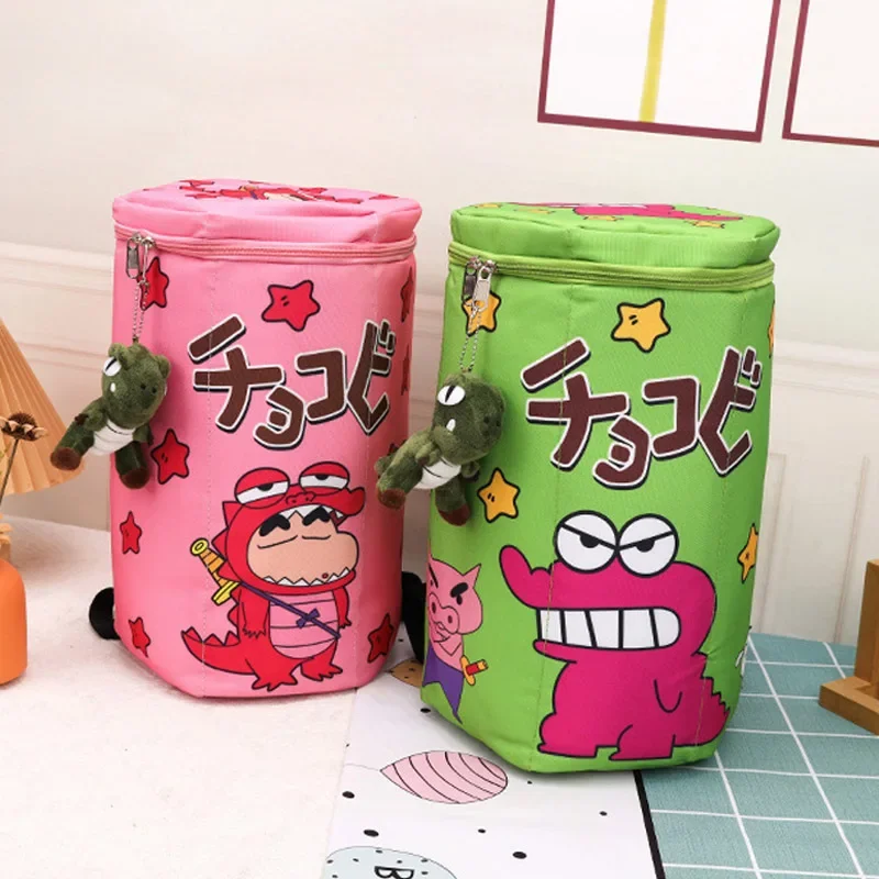 Cartoon Anime Crayon Shin chan Large Capacity Backpack Innovative Cute Crocodile Biscuit Zipper Bag Student Christmas Gift